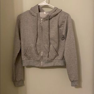 Cropped zip-up hoodie